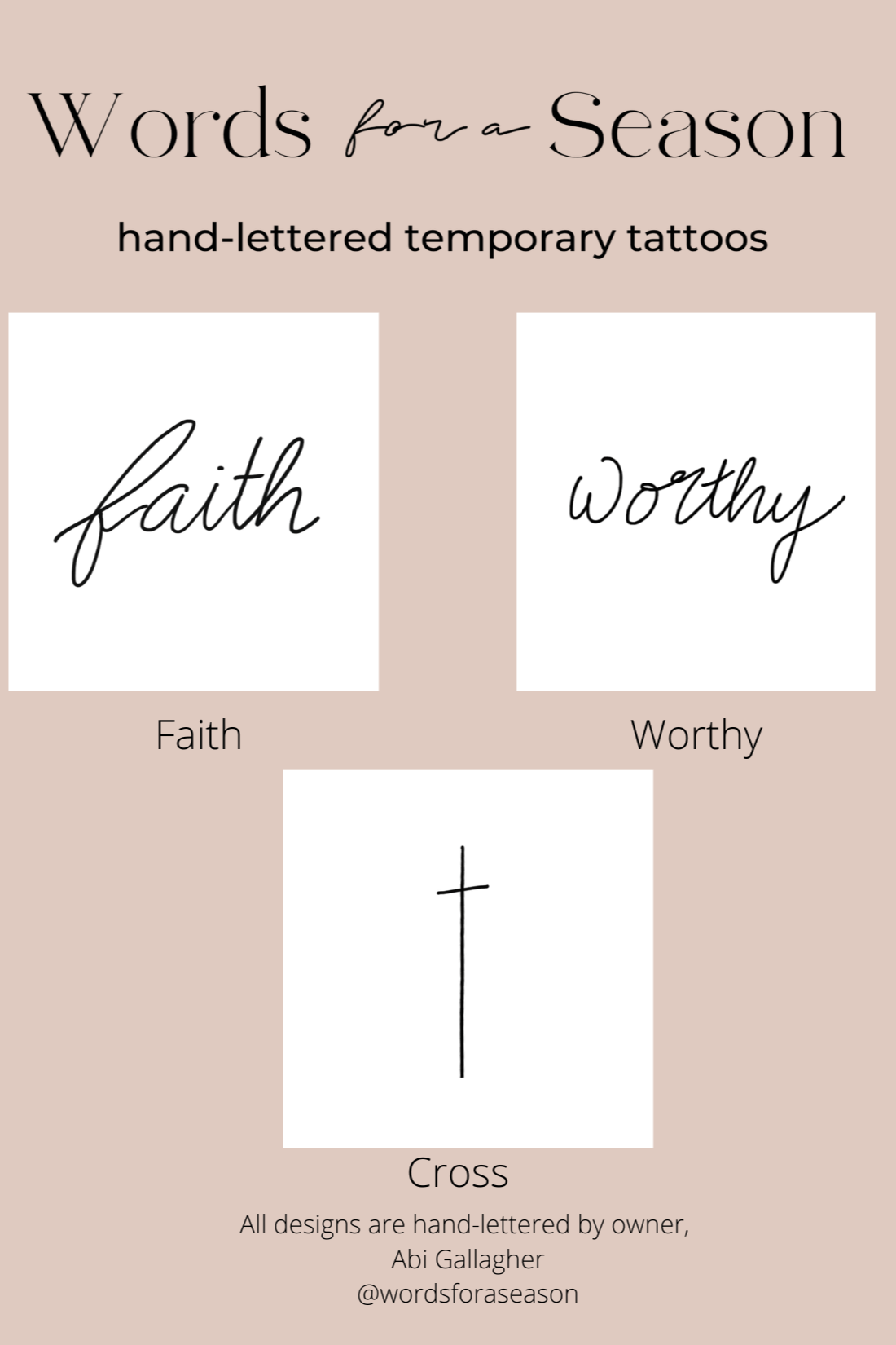 3 - Pack "Faith" Temporary Tattoos - Cotton & Cashmere