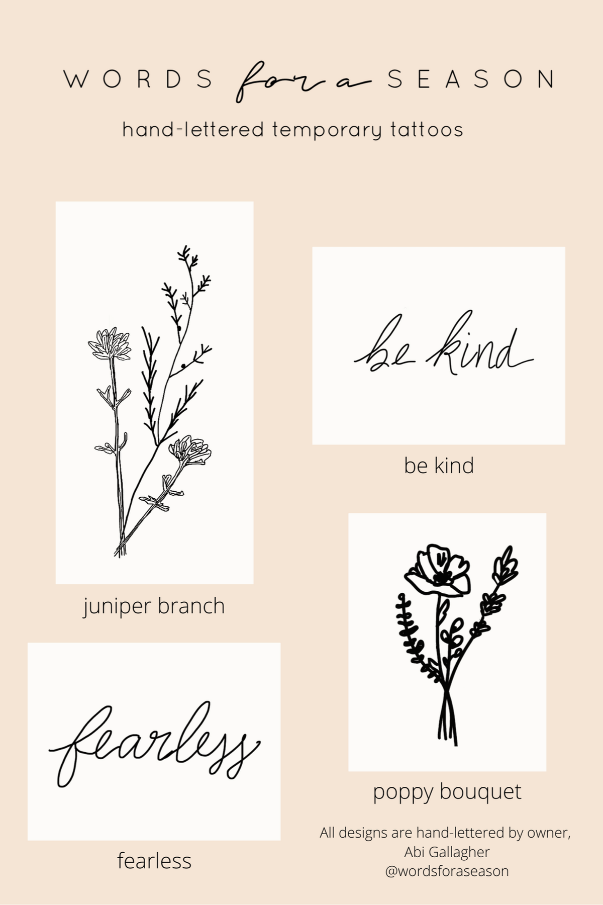 4 - Pack "Empower" Temporary Tattoos - Cotton & Cashmere