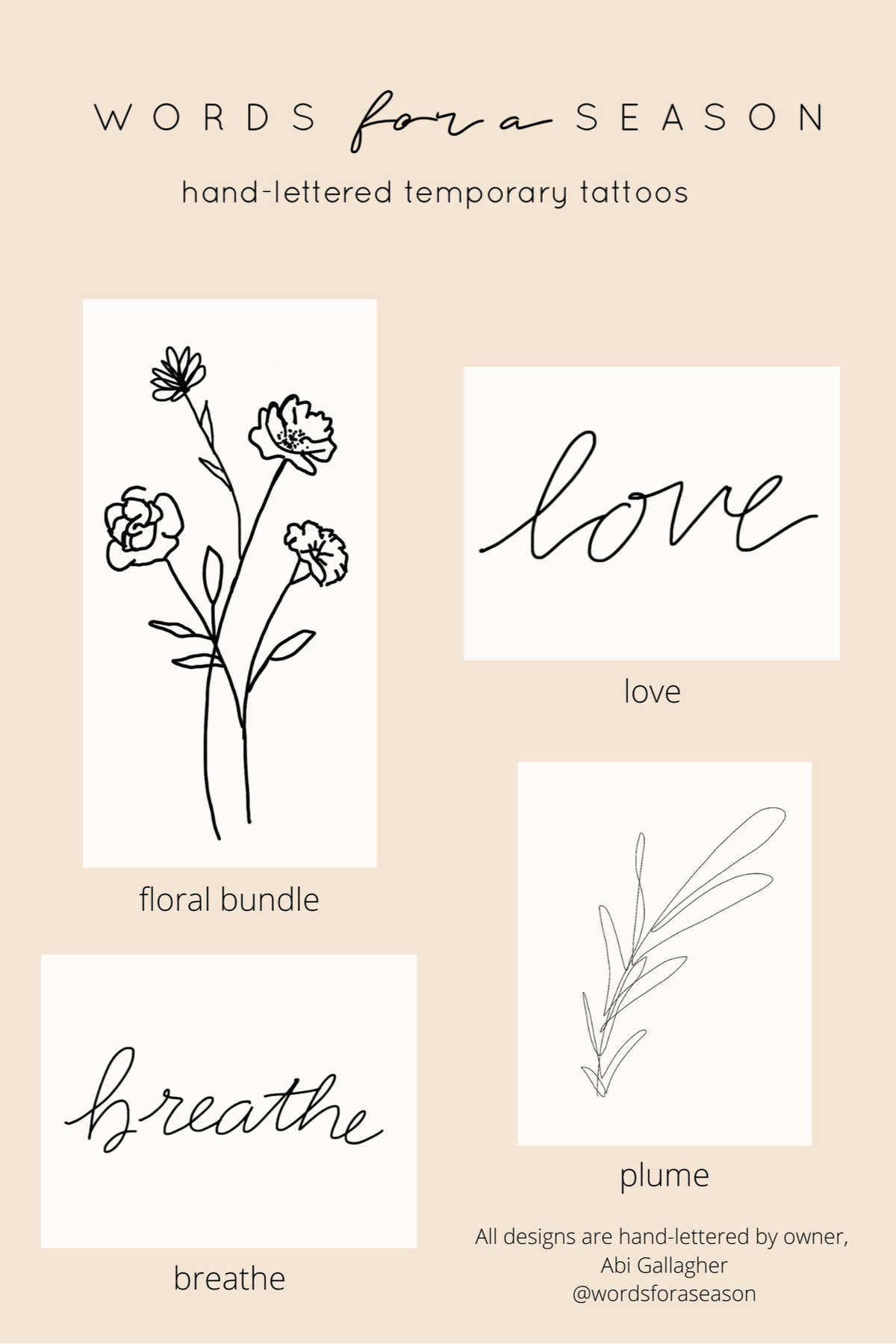 4 - Pack "Inspire" Temporary Tattoos - Cotton & Cashmere