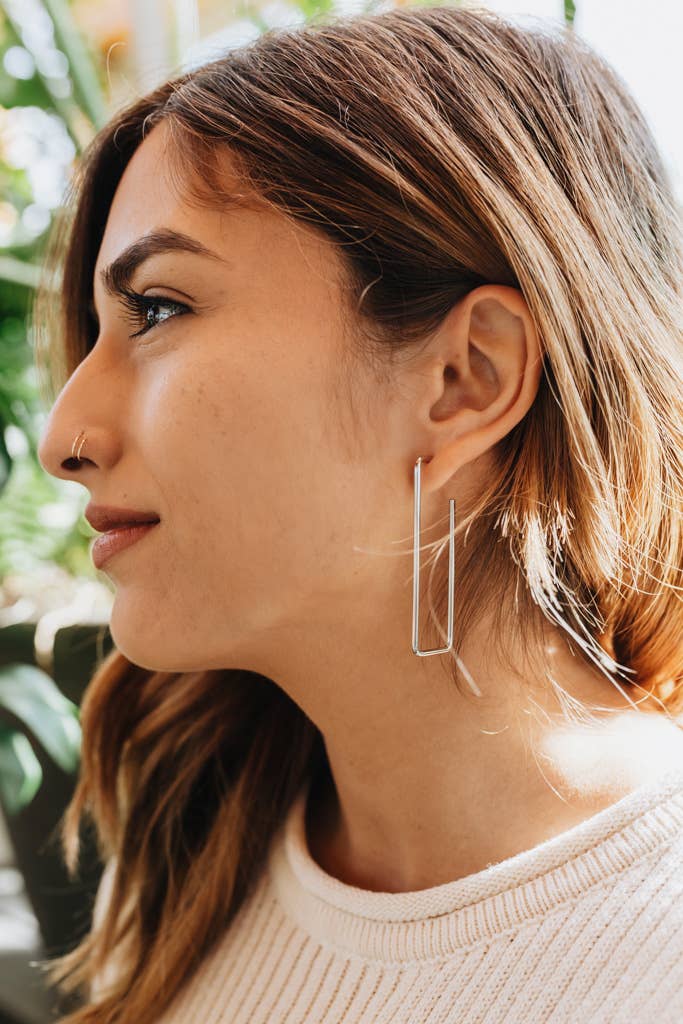 <p>-Ethically made in Asia by survivors of human trafficking</p> <p>-Stainless Steel</p> <p>-Nickel-free ear post</p> <p>-2" long x .75" wide</p> <p>-Hypoallergenic</p> <p>- Lead and cadmium free with nickel content less than 100 ppm&nbsp;</p>