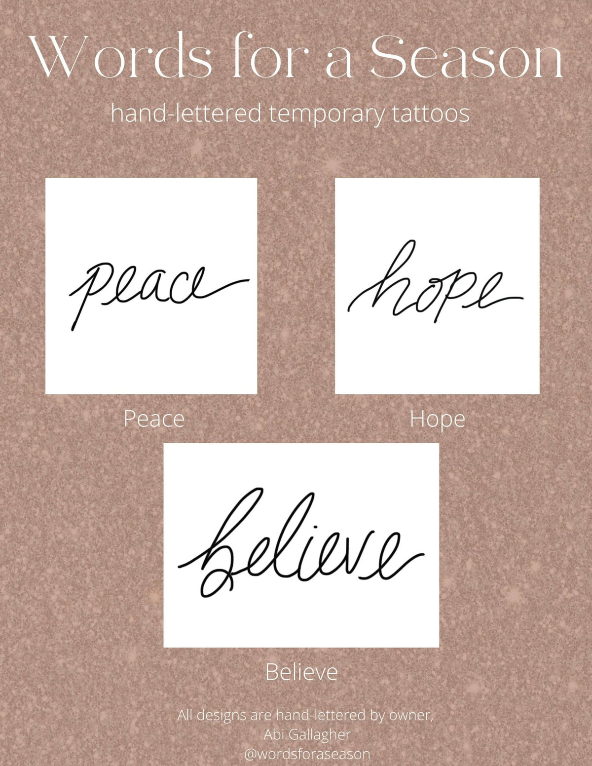 Hope 3 - Pack Temporary Tattoos - Cotton & Cashmere