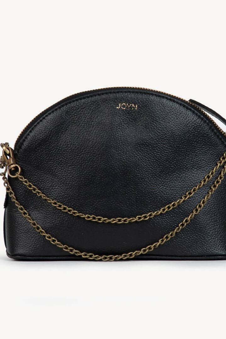 Mini Halfmoon Leather Bag with Gold Chain - Cotton & Cashmere